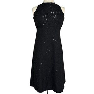 Isaac Mizrahi Black Sequin Criss Cross Cocktail Dress Size 4